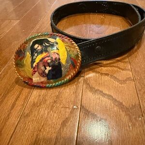Super Cool Bob Marley Belt buckle w real leather strap